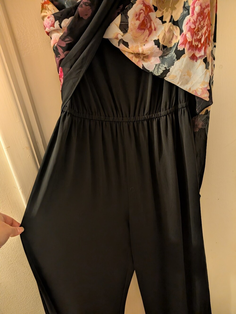Formal Evans Jumpsuit Sheer Floral Overlay Sleeveless Keyhole Back Stretchy Size - Picture 2 of 5